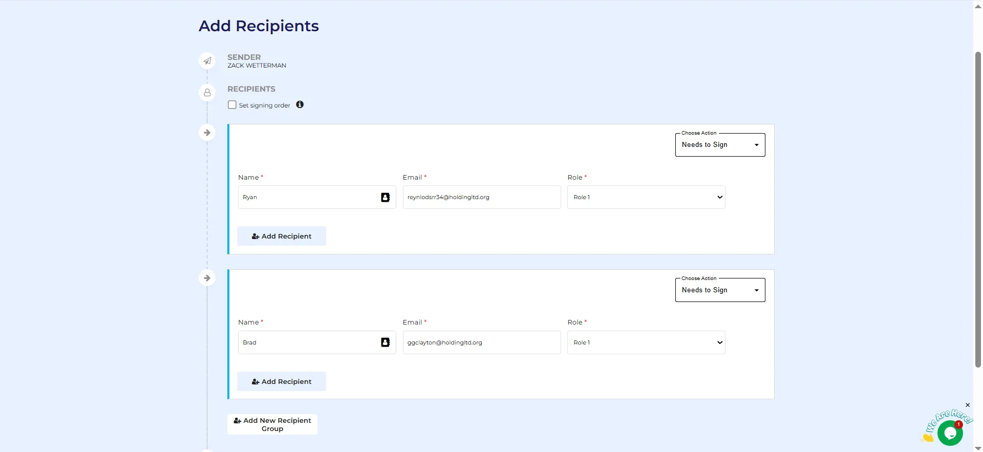 Recipient Roles