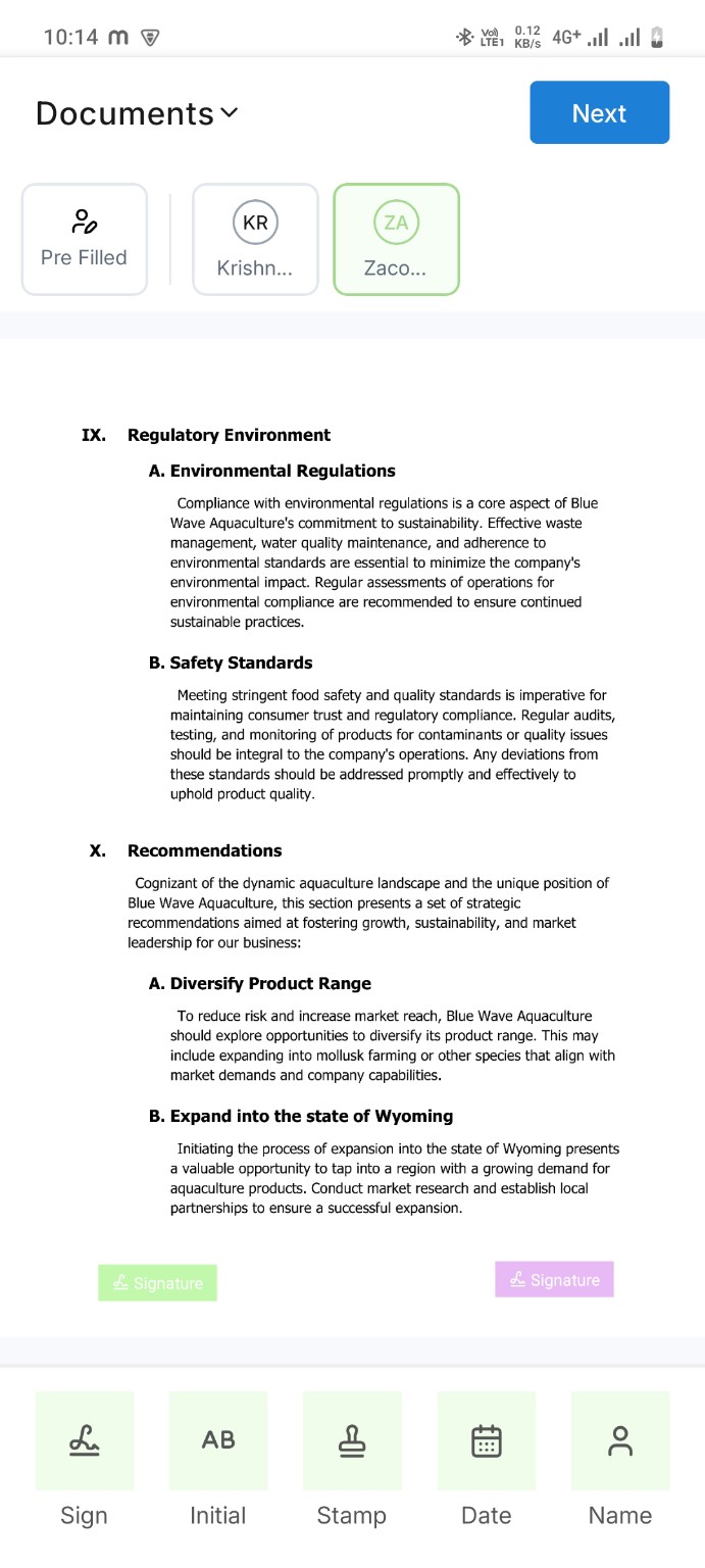 WeSign document preparation screen